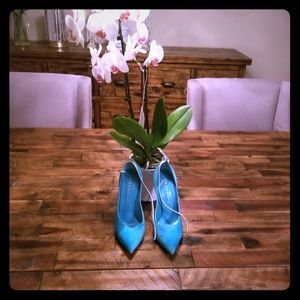 Casadei Blade Metal Heel Pointed Toe turquoise